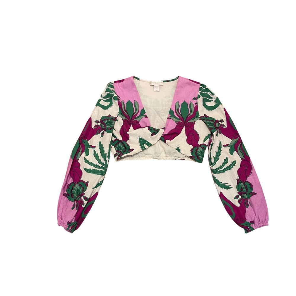 Caroline Constas 2 Piece Crop Top & Midi Skirt Set NWT Pink Green Medium - Picture 4 of 10